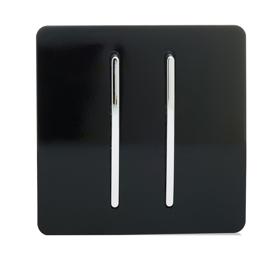 ART-SSR2BK  2 Gang Retractive Home Auto.Switch Gloss Black